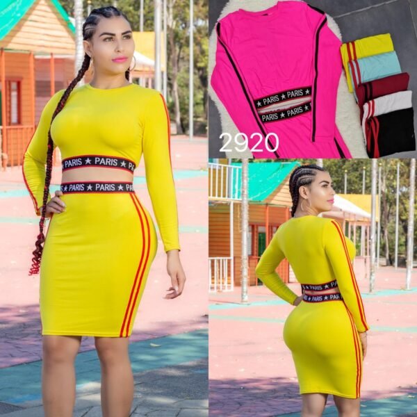 Robes Jaune Découper deux pièces Élégant