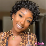 Perruque naturelle bouclée,coupe Pixie pour femmes noires